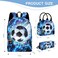 Ansteade 3PCS Backpack for Boys Girls Kids Backpack Sets with Lunch Bag Pencil Case Large Capacity 17 Inch Bookpack 3 in 1 Set for Teens Elementary Middle High School Students Soccer
