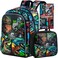 CCJPX 3PCS Dinosaur Backpack for Boys 16 Inch Water Resistant Preschool Bookbags Cool Kindergarten School Backpacks and Lunch Box