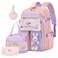 KBGPW 3pcs Girls Backpack With Lunch Box Pencil CaseCute Rabbit Kids School Backpack Set For Kindergarten Elementary School Style A Pink165in