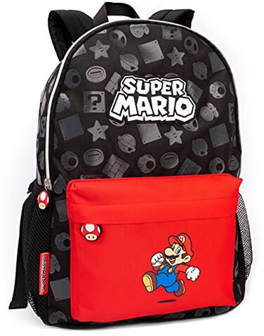 Super Mario Backpack For Boys Girls Kids Toad Mushroom Black School Nintendo Rucksack Gamer Bag With Adjustable Straps
