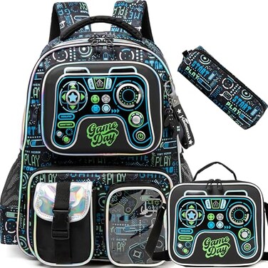 Meetbelify Backpacks for Boys School Backpacks for Elementary Students Ages 810 Kids Aesthetic Travel Backpack Laptop Bookbag with Lunch Box Pencil Case 3 in 1 Backpack Set for Boys