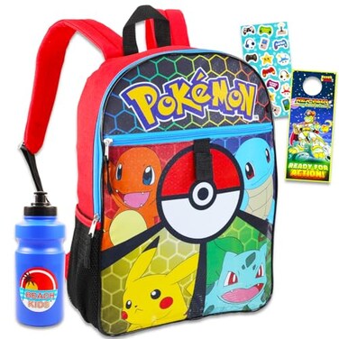 Pok&Atilde;&copy;mon Pokemon Backpack for Boys Bundle with 16 Backpack Utility Case Pencil Holder Water Bottle Stickers More Backpack Set for Kids Boys Girls