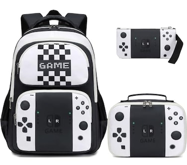 JIANYA Kids Backpack for School Boys Gamer School Bag for Elementary Kids Children 3pcs Boys Backpack with Lunch Box Pencil Case