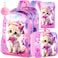 AGSDON 3PCS Backpacks for Girls 16 Elementary Kids Cute Cat Backpack Preschool School Bookbags and Lunch Box