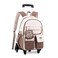 ZHANAO Colorblocking Rolling Backpack for GirlsKawaii School Bag with WheelsTrolley Bookbags for Primary Students