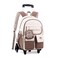 ZHANAO Colorblocking Rolling Backpack for GirlsKawaii School Bag with WheelsTrolley Bookbags for Primary Students