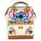 Bioworld Disney Lilo And Stitch Backpack 3D Character Embroidered Floral Design Faux Leather Travel Tote Bag