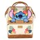 Bioworld Disney Lilo And Stitch Backpack 3D Character Embroidered Floral Design Faux Leather Travel Tote Bag