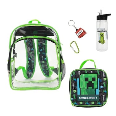 BIOWORLD Unisex Minecraft Creeper 5 Piece Backpack set Little KidBig Kid Green One size
