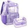 BORMELUN Transparent Backpacks with Lunch Box Sets clear backpack clear duoble lunch bagpurple