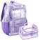 BORMELUN Transparent Backpacks with Lunch Box Sets clear backpack clear duoble lunch bagpurple