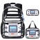 ACESAK Clear Backpack for Boys Girls 3 Pcs Clear Heavy Duty with Lunch Bag See Through Backpack Stadium Approved Black Game