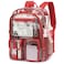 Kouxunt Clear Backpack Heavy Duty Transparent Backpacks Stadium Approved for School Work Sport Travel Red