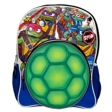 AI ACCESSORY INNOVATIONS Teenage Mutant Ninja Turtles Backpack 16 TMNT School Bag Featuring a 3D EVA molded Turtle Shell Front Pocket Blue Green