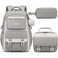 Makukke School Backpack for Girls Book Bag Set School Bag for Teens Girls Kid Children Elementary Middle School Student Waterproof Gray Backpack