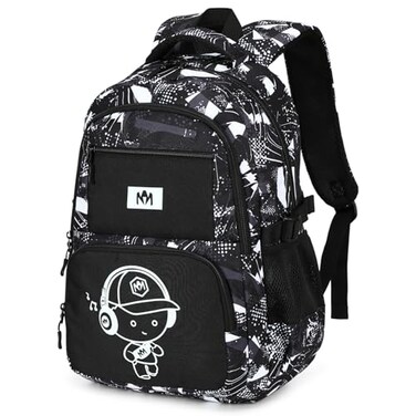 Bluboon Kids Backpack Boys Camo Bookbag Teens Elementary School Bag Daypack Travel Back Pack Middle school Grey Graffiti