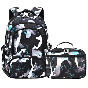 Yvechus Camo Backpack Set with Lunch Bag Lightweight Waterproof School Backpack Bookbag for Boys Girls AStyle Camo Black Green