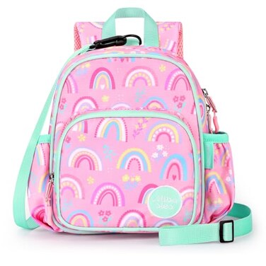 mibasies Backpack Leash for Toddlers 13 Baby Backpack for Girls with AntiLost Harness Rainbow Pink