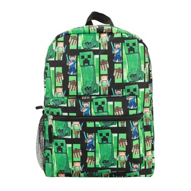Bioworld Minecraft Creeper AllOver Print 18 Backpack