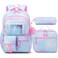 Fimibuke Kids Backpack for School Girls 3Pcs Waterproof Girls Backpack with Lunch Box Pencil Pouch Lightweight Blue Bookbag for Ages 6 Elementary Middle School Teens