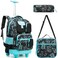 Meetbelify Boys Rolling Backpack with Wheels Kids Travel Luggage with Lunch Box Pencil Case for Elementary Students 18inch Carry on Suitcase for Boys Ages 810