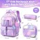 Fimibuke Kids Backpack for School Girls 3Pcs Waterproof Girls Backpack with Lunch Box Pencil Pouch Lightweight Bookbag for Elementary Middle School Student Teens Ages 6 Purple