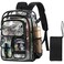 Unineovo Clear Backpack Heavy Duty Clear Bookbag with Pencil Case Large See Through Backpack Plastic Transparent Backpacks for Primary College Work Travel