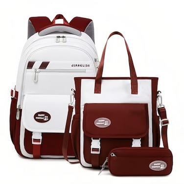 Mildame Backpacks for Girls Set Aesthetic Backpack for Teens Lightweight Classic Backpack for Kids 3Pcs Boys Girls Bookbags with Cute Pendant