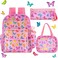 Silkfly 3 Pcs Mesh Backpack Set Heavy Duty Semitransparent Bookbag with Lunch Bag Pencil Case for Travel Beach SportsButterfly Style