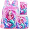 gxtvo 3PCS Mermaid Backpack 16 Kids Sequin Bookbag with Lunch Box for Girls Water Resistant School Bag for Elementary Prechool Toddler