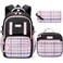 Fimibuke Girls Backpack 3 PCS Waterproof Teens Girls Backpack Set with Lunch Box Pencil Pouch Cute Kids Bookbag for Elementary to High School Students Age 6 Black Pink