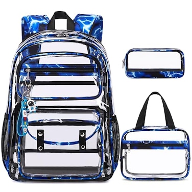 ACESAK Clear Backpack for Boys Girls 3 Pcs Clear Heavy Duty with Lunch Bag See Through Backpack Stadium Approved