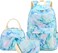 LEDAOU Kids Backpack for Girls Backpacks with Lunch Box Lightweight Bookbag Set Elementary Middle School Back pack for 814 Marble Green