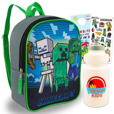 Minecraft Mini Backpack for Boys Bundle with 11 Backpack for School Plus Stickers Water Bottle More Small Backpack for Kids