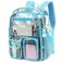 Kouxunt Clear Backpack Heavy Duty Transparent Backpacks Stadium Approved for School Work Sport Travel Sky Blue
