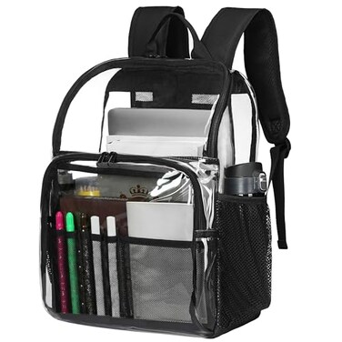 GiMiUiTo Clear Backpacks for School18 Large Clear Backpack Heavy Duty Clear Backpack See Through Backpack Clear Bookbag for StudentSchoolWorkTravelBlack
