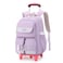 LANSHIYA Solid Color Rolling Backpack for Girls Boys Cute Elementary school bag with wheelsPurple Trolley Bags for Travel