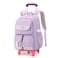 LANSHIYA Solid Color Rolling Backpack for Girls Boys Cute Elementary school bag with wheelsPurple Trolley Bags for Travel
