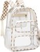 CAMTOP Clear Backpack Heavy Duty Transparent Bag See Through BookBag for Student School Work Festival Sport Travel Khaki