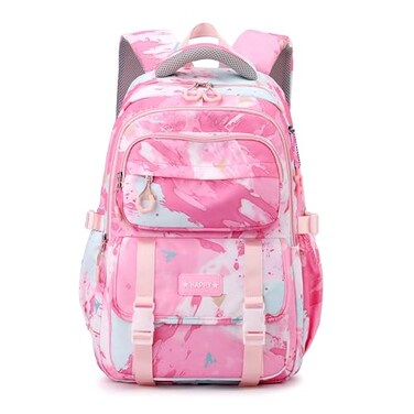 MITOWERMI Pink Backpack for Girls Bookbag Kids School Bags Multipocket Girls Backpack for School Elementary Students Schoolbags Teens Back packs Pink