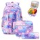 PIG PIG GIRL Backpack for Girls 3pcs Set Kids Backpack with Lunch Box Students Kawaii Book Bag for Elementary Primary Middle School Bags Ita Backpack Galaxy