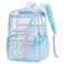 MOONBABY Lovely Clear Backpack for School Girls Heavy Duty TPU Transparent Backpack Stadium Events Approved Clear Bookbag Blue
