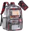 Bluboon Clear Backpack Heavy Duty Kids Boys Clear Bookbag See Through Backpacks with Pencil Case for College Work Transparent Red