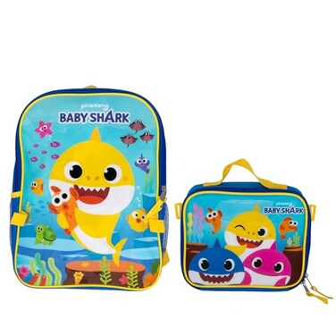 AI ACCESSORY INNOVATIONS Baby Shark 2 Piece Backpack Set Boys Girls 16 School Bag Blue