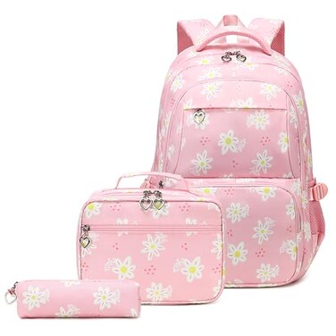 ZHANAO Daisy Backpack for GirlsBookbag with Lunch Box Kids School Bag Set 3pcs Flower Backpack Set School Daypack