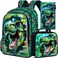 FTJCF Dinosaur Backpack 16 Boys Kids Bookbag with Lunch Box 3Pcs Dino School Backpacks for Elementary Preschool Kindergarten Green