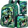 FTJCF Dinosaur Backpack 16 Boys Kids Bookbag with Lunch Box 3Pcs Dino School Backpacks for Elementary Preschool Kindergarten Green