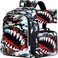 FTJCF 3Pcs Backpack for Boys 16 Shark Kids Bookbag with Lunch Box School Backpacks for Elementary Preschool Kindergarten Black