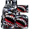 ZLYERT 3Pcs Boys Backpack 16 Shark Bookbag for Elementary Preschool Kindergarten Kids School Backpacks with Lunch BoxBlack