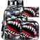 ZLYERT 3Pcs Boys Backpack 16 Shark Bookbag for Elementary Preschool Kindergarten Kids School Backpacks with Lunch BoxBlack